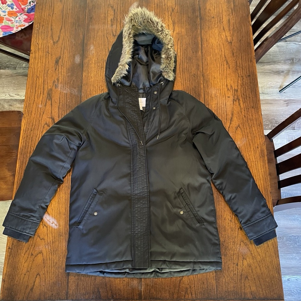 Old‎ Navy Hooded Faux Fir Black Lined Winter Coat Size Small
